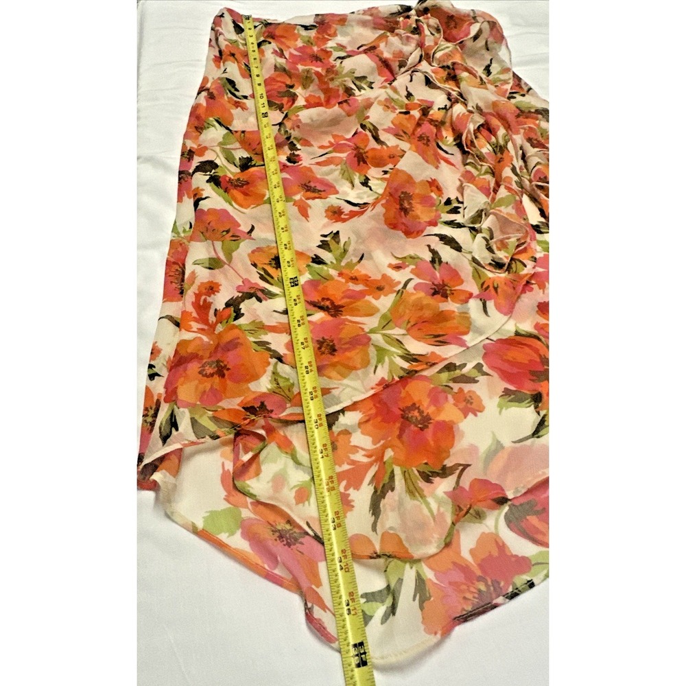 MISA Los Angeles Women Size Large Floral Asymmetrical Midi Ruffle Skirt - Picture 7 of 10